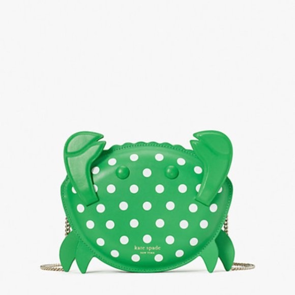 NWT Kate Spade Shelly Crab Novelty Crossbody Green White Polka Dots - Picture 7 of 7